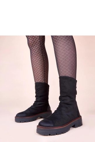 1103712 Black Boots in Women`s Ankle Boots & Booties with Fabric, Footbed, Upper Height and Heel Height