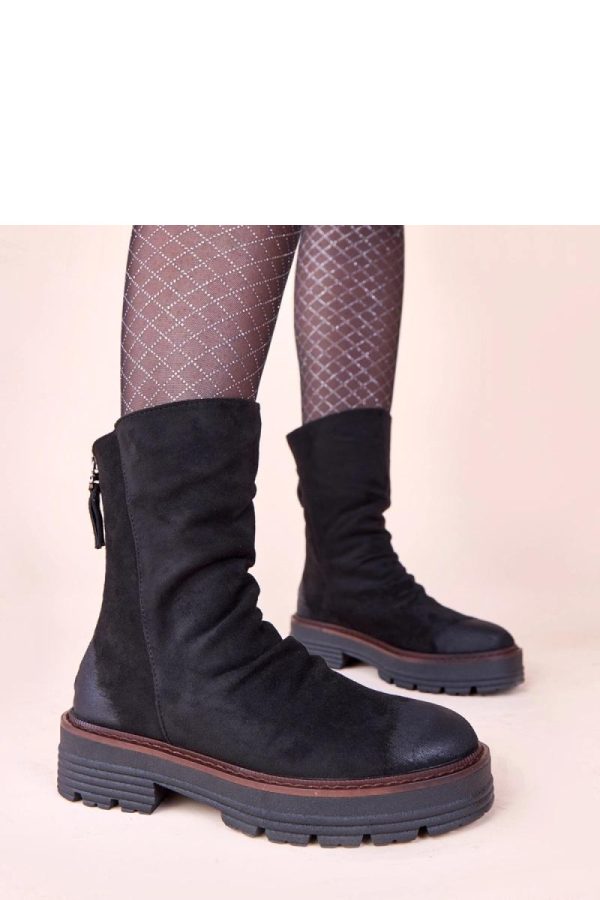 Black Boots in Women`s Ankle Boots & Booties with Fabric, Footbed, Upper Height and Heel Height