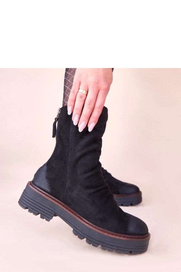 Black Boots in Women`s Ankle Boots & Booties with Fabric, Footbed, Upper Height and Heel Height