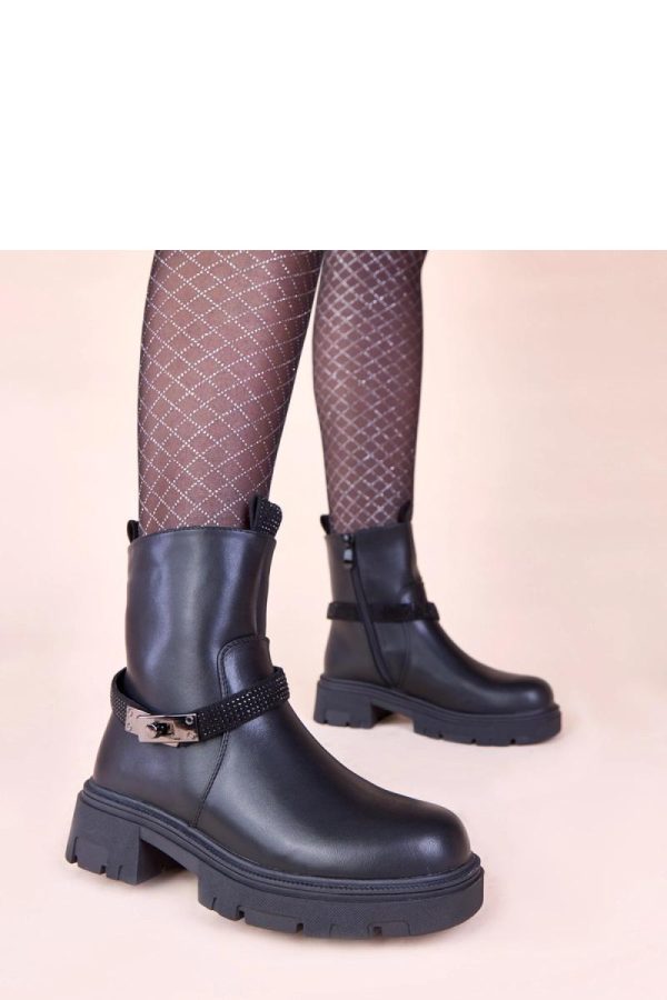 Black Boots in Women`s Ankle Boots & Booties with Fabric, Footbed, Upper Height and Heel Height