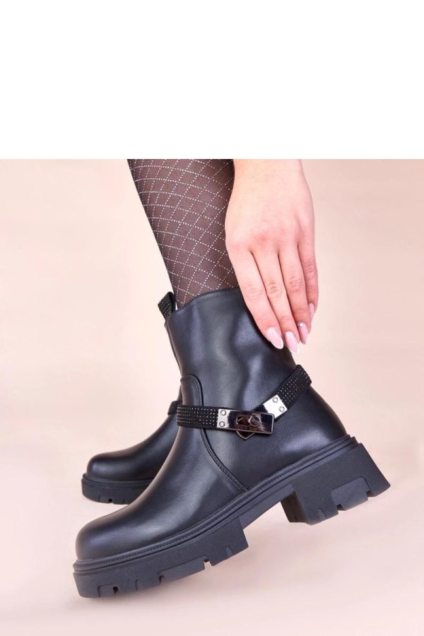 Black Boots in Women`s Ankle Boots & Booties with Fabric, Footbed, Upper Height and Heel Height