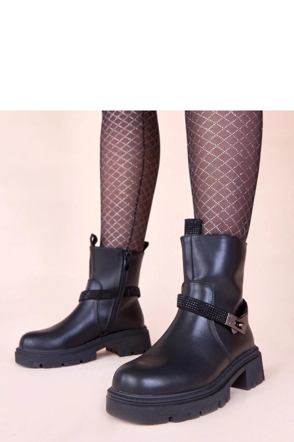 Black Boots in Women`s Ankle Boots & Booties with Fabric, Footbed, Upper Height and Heel Height