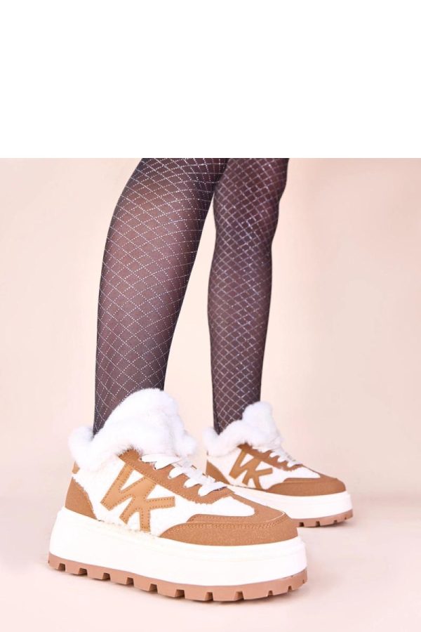 Brown Sport Shoes in Women`s Athletic Shoes, Trainers, Sneakers with Fabric, Warmers, Footbed and Platform Height