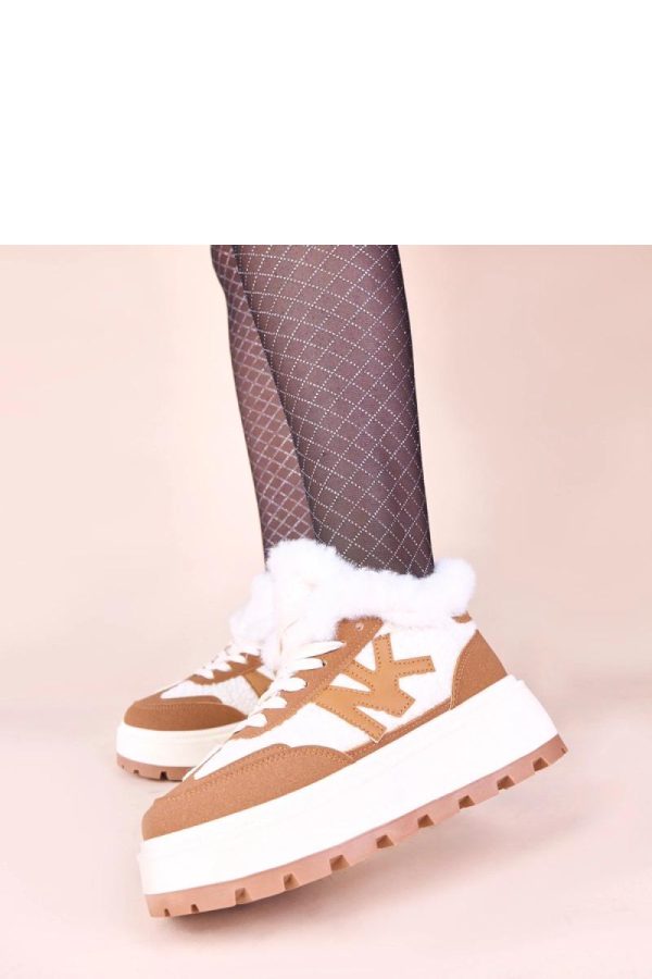 Brown Sport Shoes in Women`s Athletic Shoes, Trainers, Sneakers with Fabric, Warmers, Footbed and Platform Height
