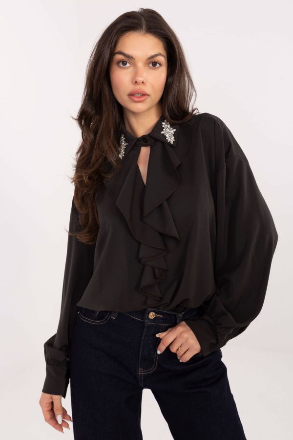 Brown Blouse in Women`s Blouses, Tunics with Polyester