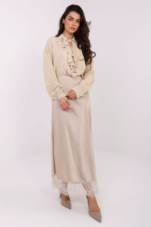 Beige Blouse in Women`s Blouses, Tunics with Polyester
