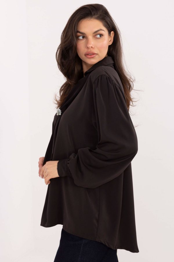 Brown Blouse in Women`s Blouses, Tunics with Polyester
