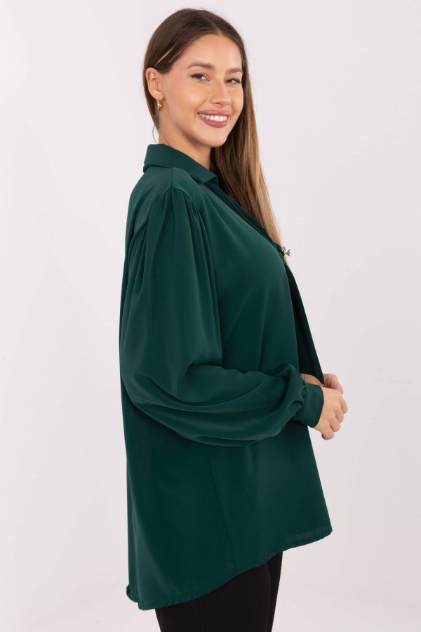 Green Blouse in Women`s Blouses, Tunics with Polyester