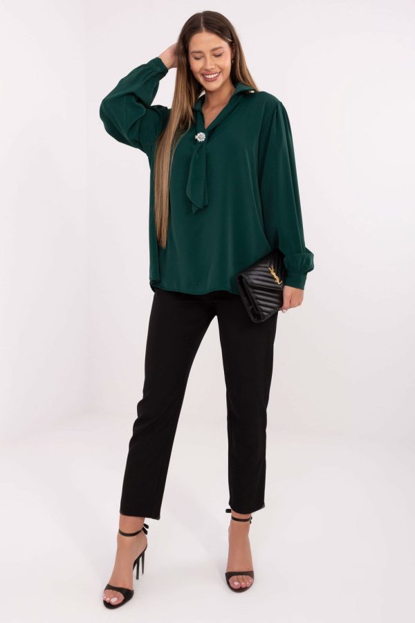 Green Blouse in Women`s Blouses, Tunics with Polyester
