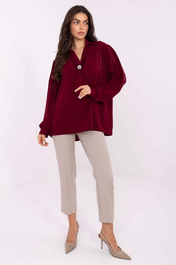 Red Blouse in Women`s Blouses, Tunics with Polyester