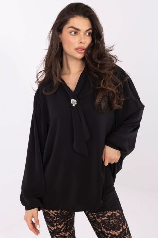 Black Blouse in Women`s Blouses, Tunics with Polyester