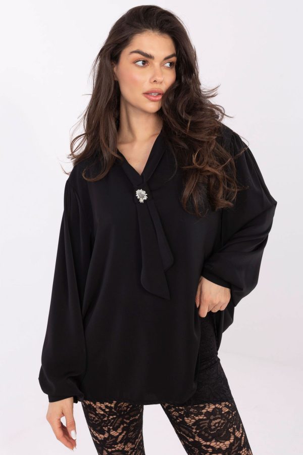 Black Blouse in Women`s Blouses, Tunics with Polyester