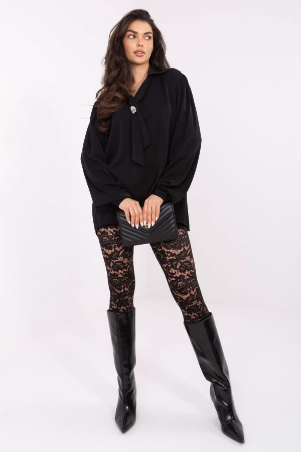 Black Blouse in Women`s Blouses, Tunics with Polyester