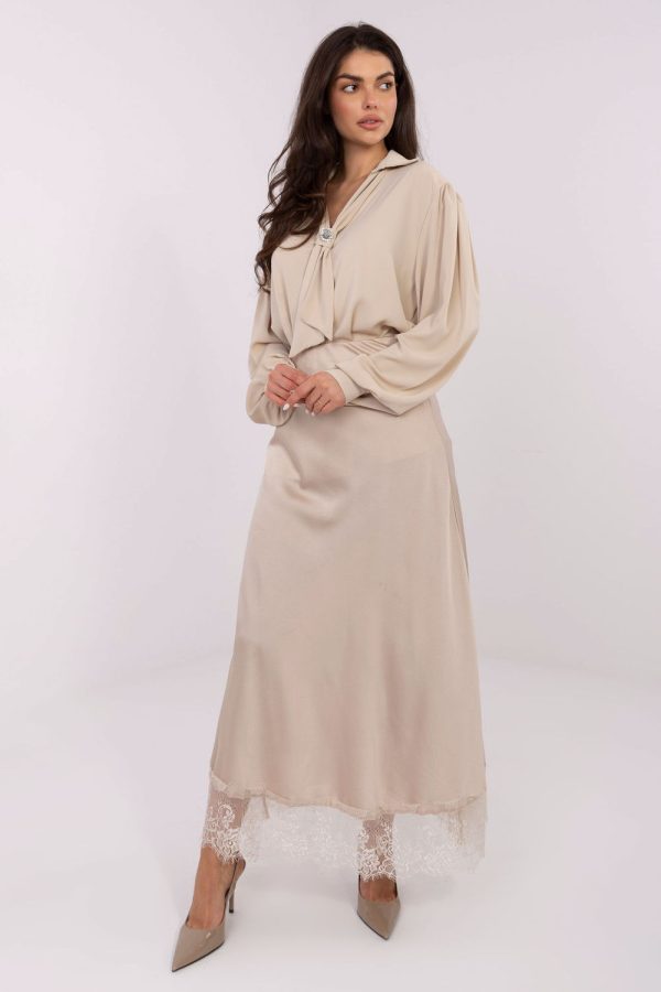 Beige Blouse in Women`s Blouses, Tunics with Polyester