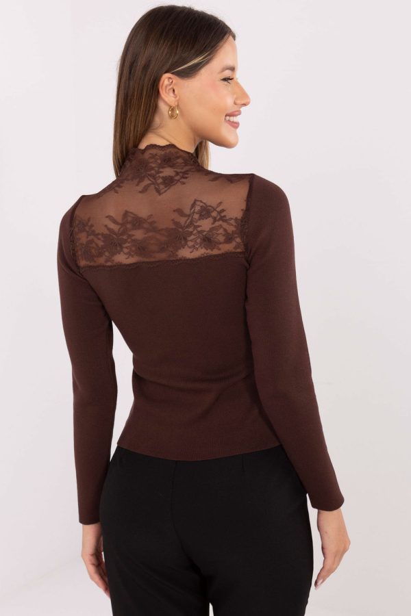 Brown Blouse in Women`s Blouses, Tunics with Polyester and Viscose