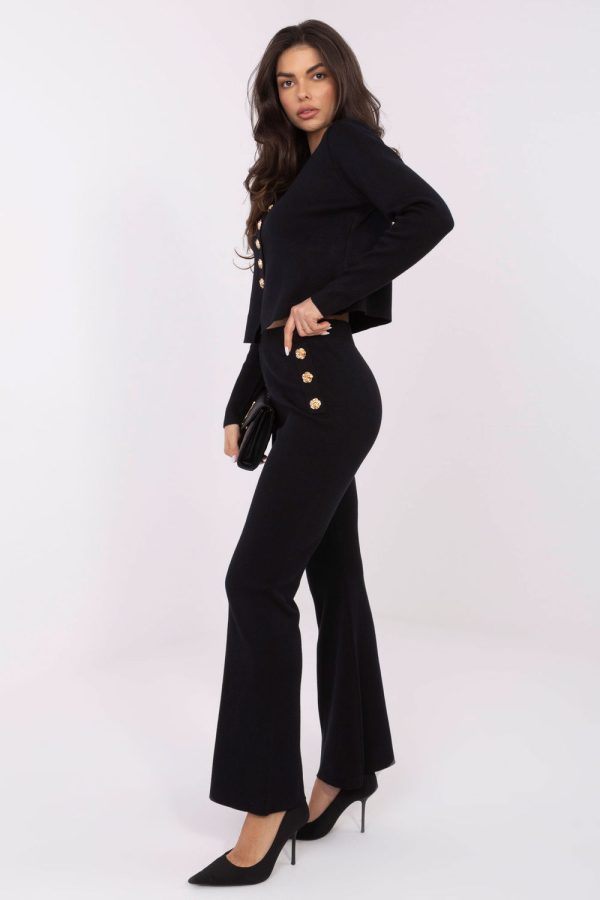 Black Set in Pants, Trousers, Shorts with Polyester and Viscose