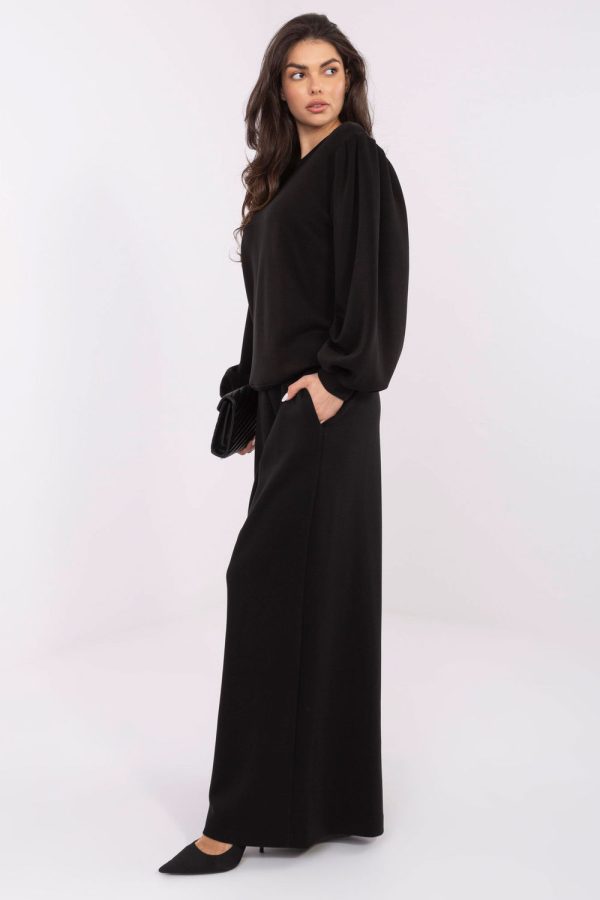 Black Tracksuit Trousers in Pants, Trousers, Shorts with Spandex, Modal, Polyester and Viscose