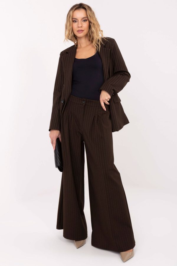 Brown Women Trousers in Pants, Trousers, Shorts with Spandex, Nylon, Polyester and Viscose