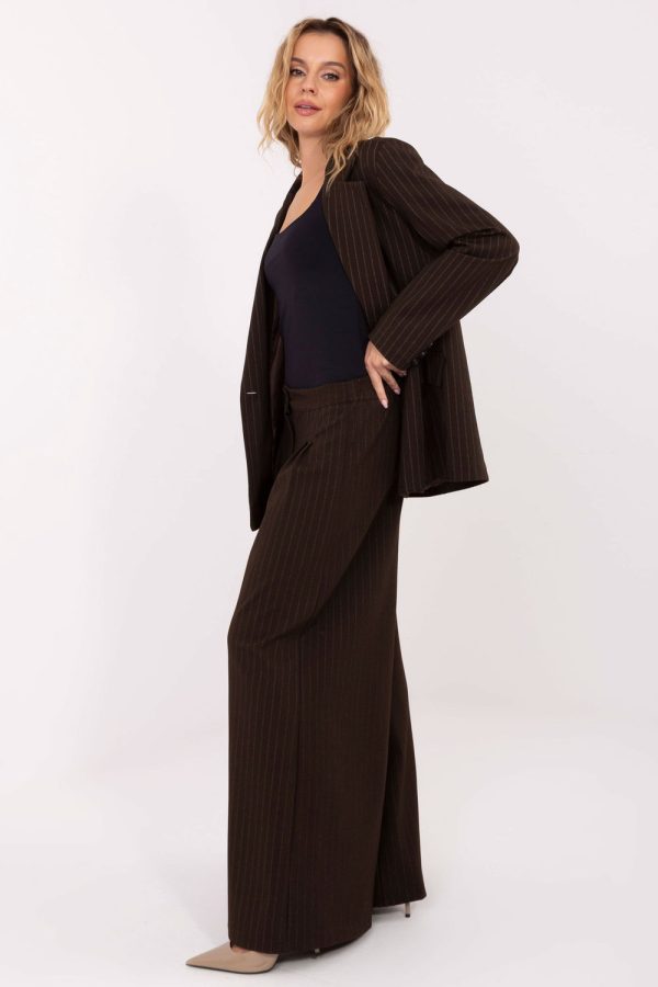 Brown Women Trousers in Pants, Trousers, Shorts with Spandex, Nylon, Polyester and Viscose