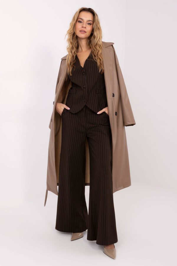 Brown Women Trousers in Pants, Trousers, Shorts with Spandex, Nylon, Polyester and Viscose