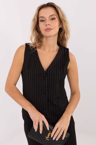 Black Gilet in Jackets, Vests For Women with Spandex, Nylon, Polyester and Viscose
