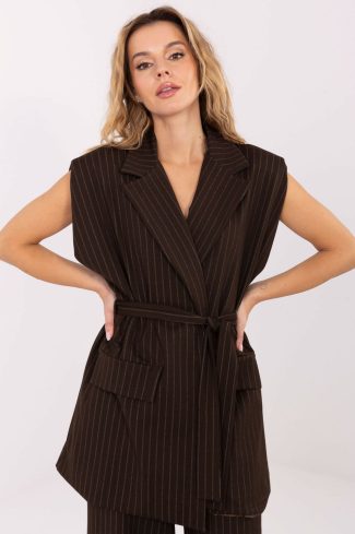 1103982 Brown Gilet in Jackets, Vests For Women with Spandex, Nylon, Polyester and Viscose