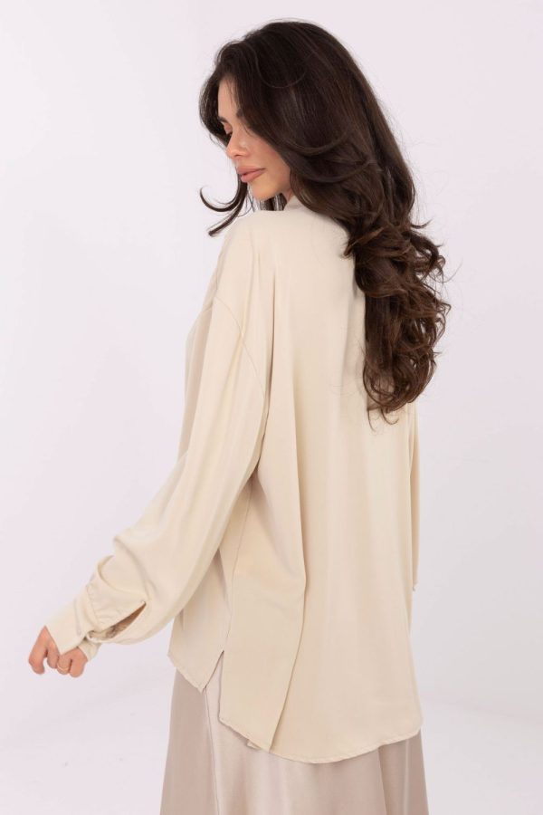 Beige Blouse in Women`s Blouses, Tunics with Polyester