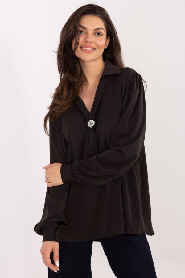 Brown Blouse in Women`s Blouses, Tunics with Polyester