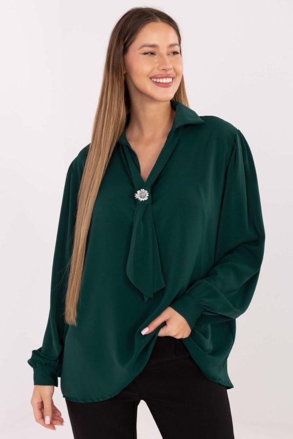 Green Blouse in Women`s Blouses, Tunics with Polyester