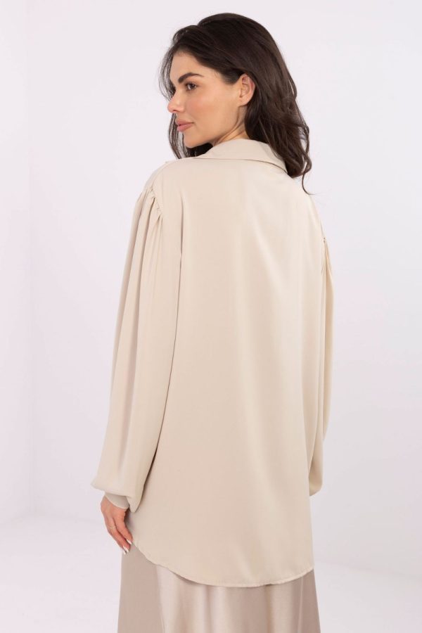 Beige Blouse in Women`s Blouses, Tunics with Polyester