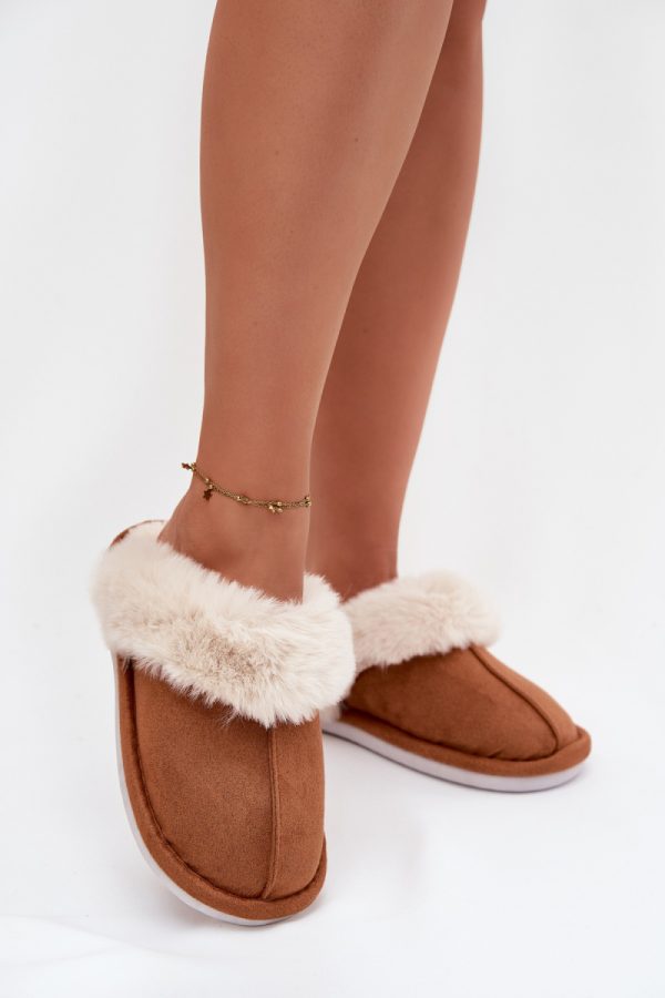 Brown Slippers in Slippers For Women with Fabric, Warmers, Footbed and Sole Height