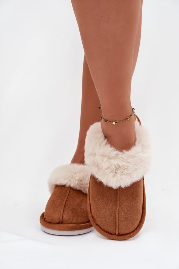 Brown Slippers in Slippers For Women with Fabric, Warmers, Footbed and Sole Height