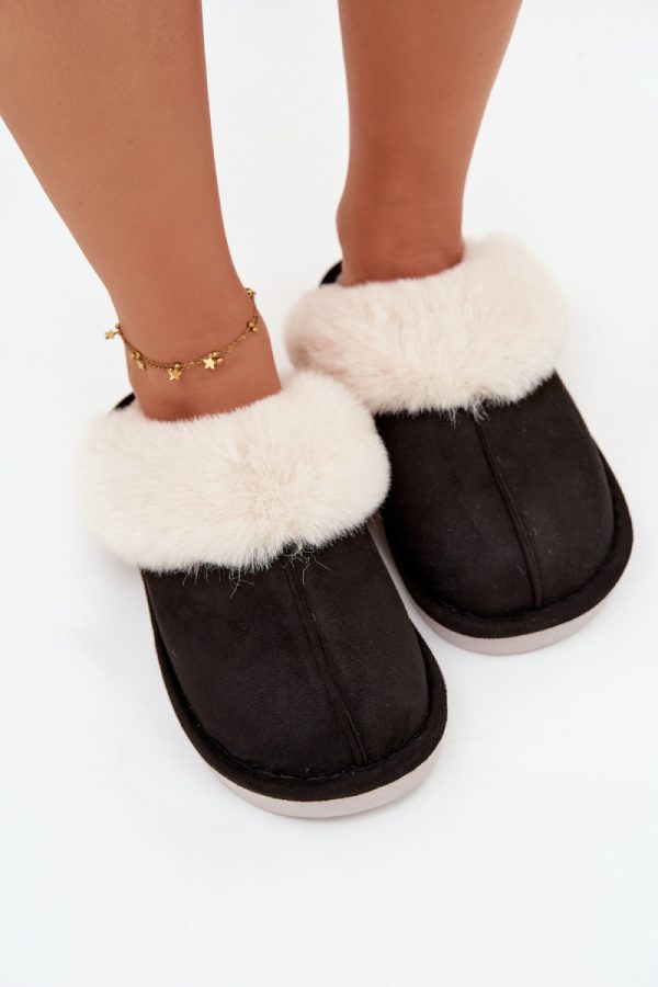 Black Slippers in Slippers For Women with Fabric, Warmers, Footbed and Sole Height