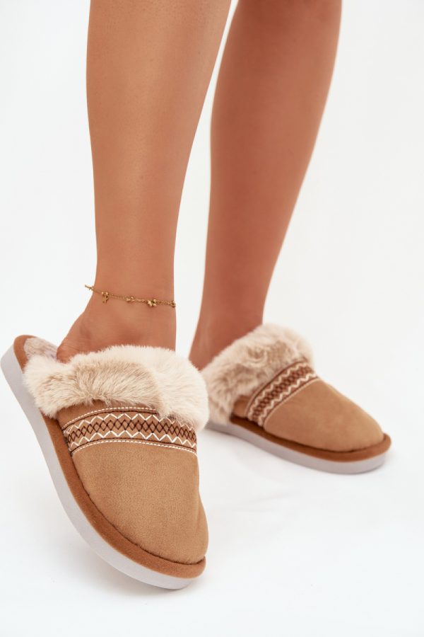 Brown Slippers.Fabric, Warmers, Footbed and Sole Height