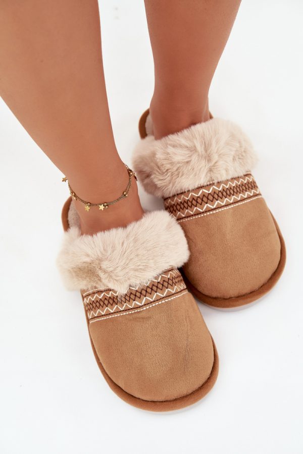 Brown Slippers.Fabric, Warmers, Footbed and Sole Height