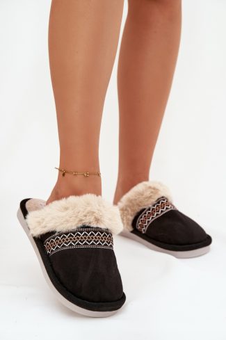 Black Slippers in Slippers For Women with Fabric, Warmers, Footbed and Sole Height