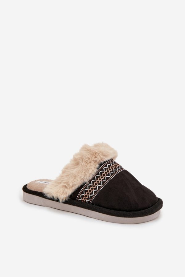 Black Slippers in Slippers For Women with Fabric, Warmers, Footbed and Sole Height