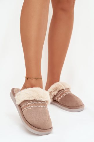 Beige Slippers in Slippers For Women with Fabric, Warmers, Footbed and Sole Height
