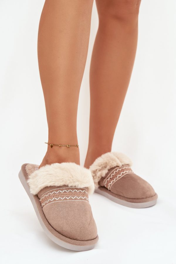 Beige Slippers in Slippers For Women with Fabric, Warmers, Footbed and Sole Height