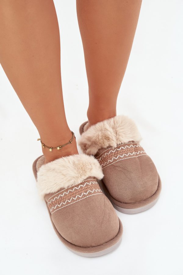 Beige Slippers in Slippers For Women with Fabric, Warmers, Footbed and Sole Height