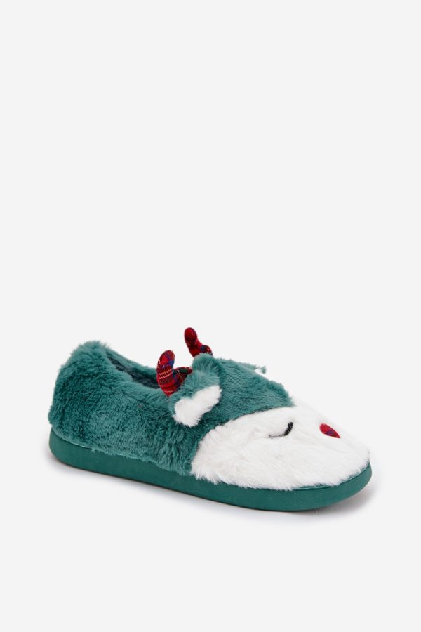 Green Slippers in Slippers For Women with Fabric, Warmers, Footbed and Sole Height