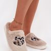 Beige Slippers in Slippers For Women with Fabric, Warmers, Footbed and Sole Height