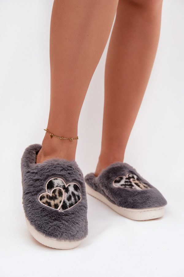 Grey Slippers in Slippers For Women with Fabric, Warmers, Footbed and Sole Height