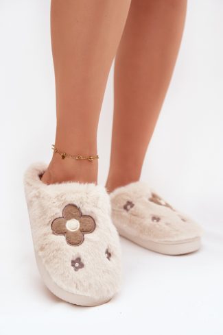 Beige Slippers in Slippers For Women with Fabric, Warmers, Footbed and Sole Height