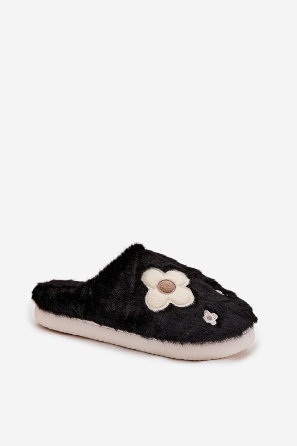 Black Slippers in Slippers For Women with Fabric, Warmers, Footbed and Sole Height