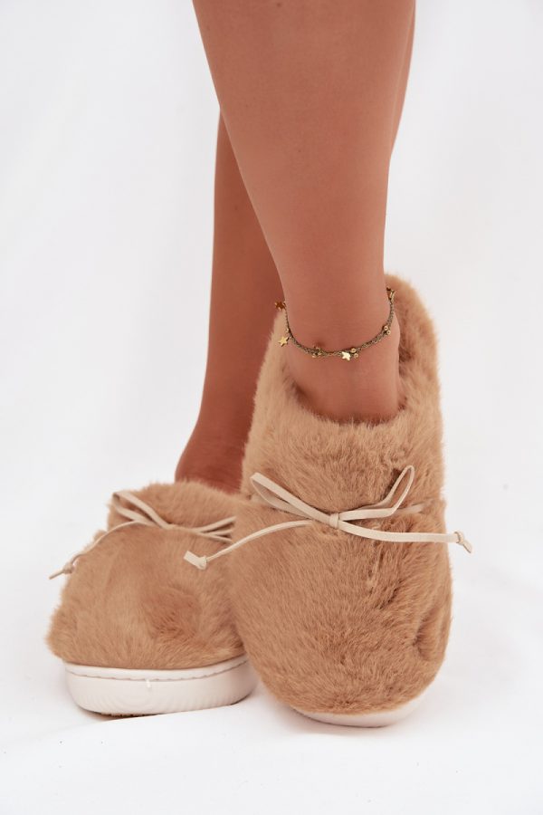 Brown Slippers in Slippers For Women with Fabric, Warmers, Footbed and Sole Height