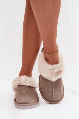 Beige Slippers in Slippers For Women with Fabric, Warmers, Footbed and Sole Height