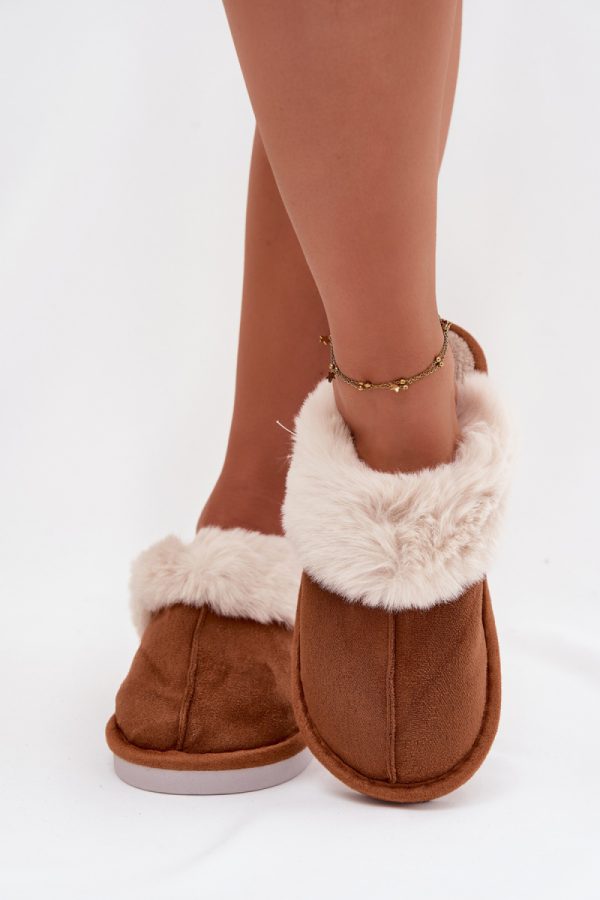 Brown Slippers in Slippers For Women with Fabric, Warmers, Footbed and Sole Height