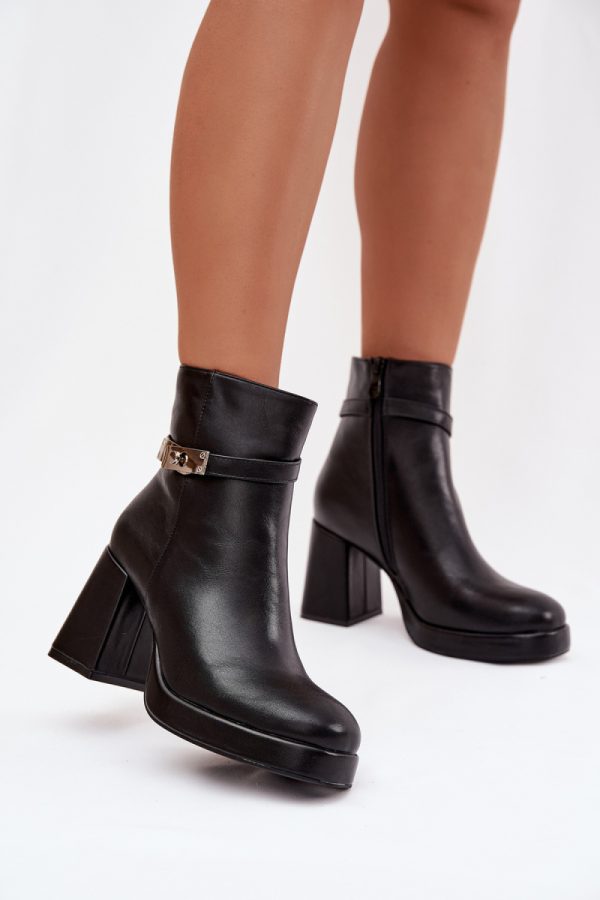 Black Heel Boots in Women`s Ankle Boots & Booties with Fabric, Warmers, Footbed, Upper Height and Heel Height