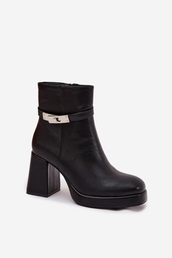 Black Heel Boots in Women`s Ankle Boots & Booties with Fabric, Warmers, Footbed, Upper Height and Heel Height